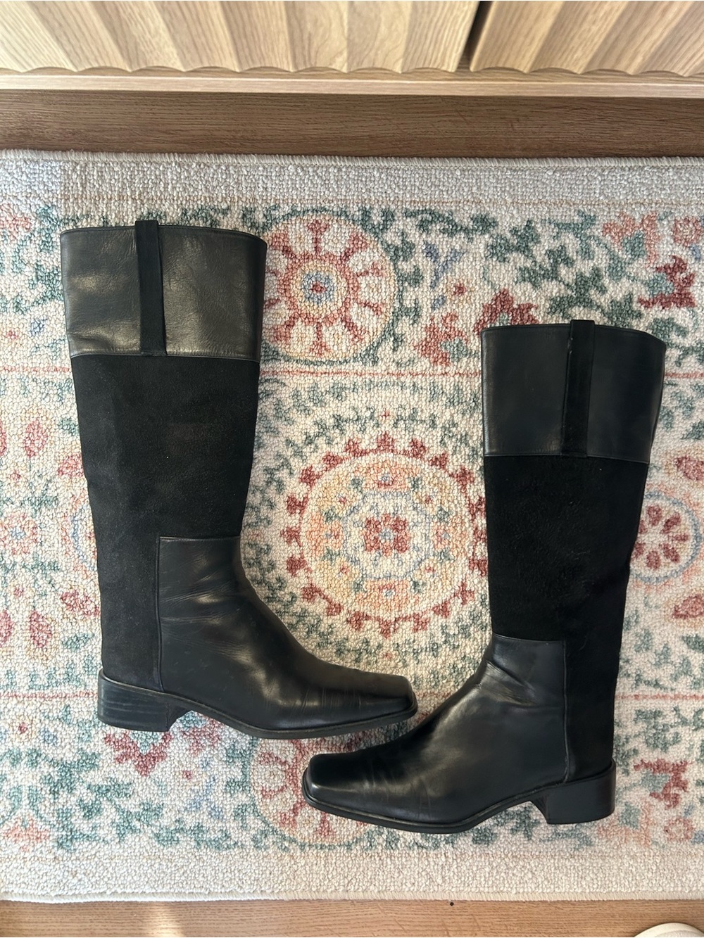 Stuart Weitzman Black Over-the-Knee Leather Suede Boots